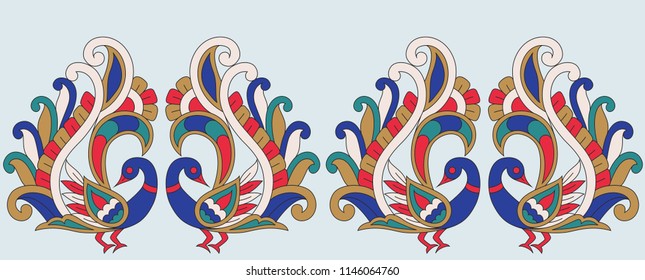 Peacock pattern in border