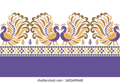 Peacock pattern border pattern on background