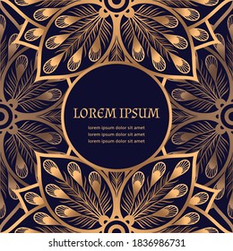 Peacock pattern luxury background vector. Oriental feathers card template. Vintage design for Diwali, Christmas party invitation, New year holiday, wedding, beauty spa, save the date, birthday.
