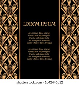 Peacock pattern luxury background vector. Oriental feathers card template. Art deco design for Diwali, Christmas party invitation, New year holiday, wedding, beauty spa, save the date, birthday.