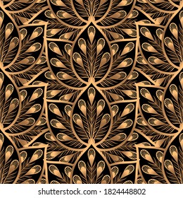 Peacock pattern seamless vector. Oriental feather luxury background. Royal design for Diwali, beauty spa, birthday wrapping paper, yoga, wallpaper, wedding party, gift package.