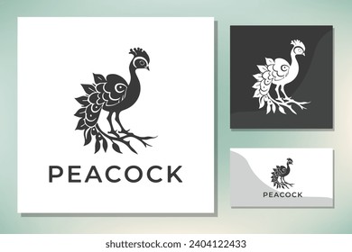 Peacock peafowl logo icon, bird aves luxury icon