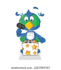 the peacock play whack a mole mascot. cartoon vector