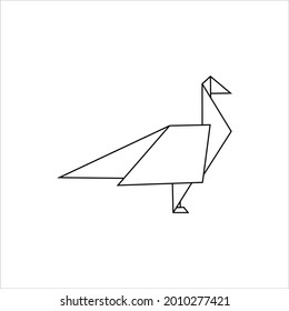 Peacock Polygonal Lines Illustration for Logo or Graphic Design Element. Vector Illustration