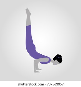 Peacock pose parallel to the floor or Mayurasana pose isolated flat vector illustration