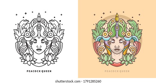peacock queen line logo template
