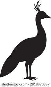 Peacock Side View Silhouette - Elegant Standing Peacock Profile