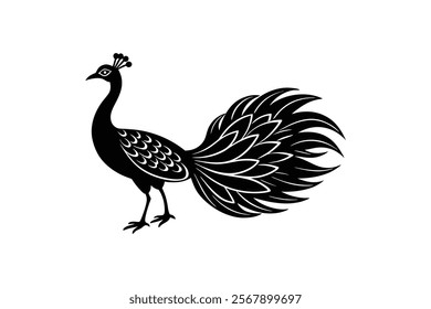 peacock silhouette art vector art illustration
