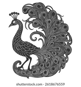 peacock silhouette vector design with white background
