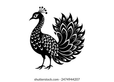 peacock silhouette vector illustration animals