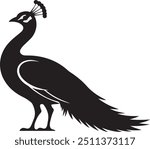 Peacock Silhouette Vector with Smooth Elements and Clear Design, Black and White Peacock Logo and Silhouette Designs