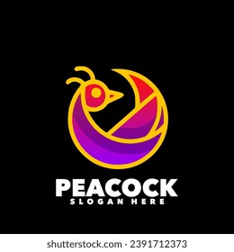 Peacock simple gradient colorful logo design template 