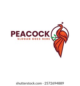 Peacock Simple Mascot Logo Template