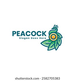 Peacock Simple Mascot Logo Template