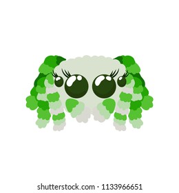 Peacock spider cute vector illustration in green colors not scary friendly arachnid