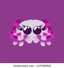 Peacock spider cute vector illustration in pink colors not scary friendly arachnid 