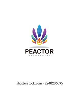 peacock tail logo template gradient color icon