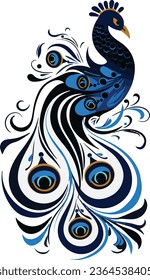 
peacock with tattoo vector illustration style