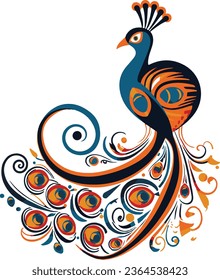 
peacock with tattoo vector illustration style