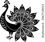 Peacock Theme Rangoli Vector Silhouette Design
