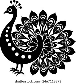 Pfau Thema Rangoli Vektorgrafik Silhouette Design