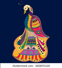 peacock traditional madhubani design pattern