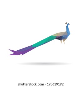 Peacock triangle shape abstract isolated on a white background, vector illustration