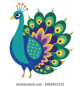 a Peacock vector art animal