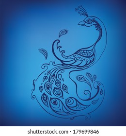 Peacock. Vector background. Decorative  illustration.