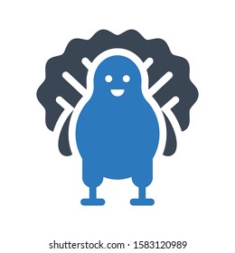 peacock vector glyph color icon 