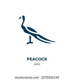 icono del vector pavo real. pavo real, pájaro, íconos llenos de naturaleza del concepto de pájaros planos. Icono de glifo negro aislado, elemento de símbolo de ilustración vectorial para diseño web y aplicaciones móviles
