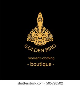Peacock. Vector icon in the minimalist style. The template to create logo, branding, boutique, Studio, spa salon.
