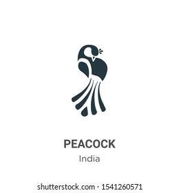 Peacock vector icon on white background. Flat vector peacock icon symbol sign from modern india collection for mobile concept and web apps design.