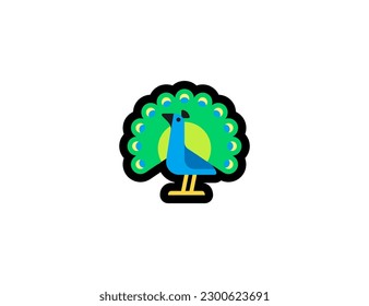 Peacock vector icon on a white background. Peacock emoji illustration. Isolated peacock vector emoticon