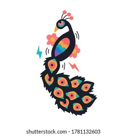 Peacock vector illustration isolated white background