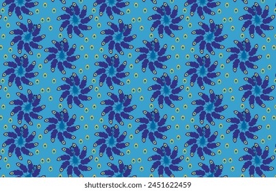 Peacock vector illustration, simple cartoon peacock in green tones pattern, background, texture