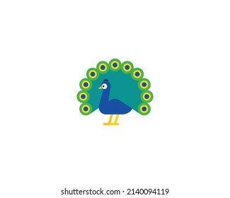 Pfau, Vektorsymbol einzeln. Peacock Emoji-Illustration.