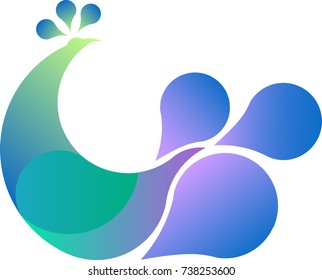 Peacock vector logo with golden ratio design