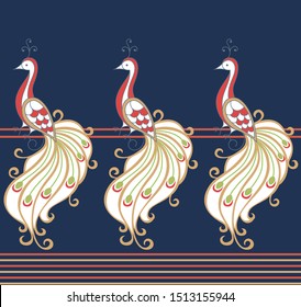 Peacock Vector  navy background on border