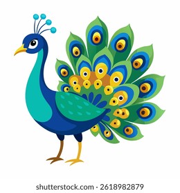 Vector de pavo real sobre fondo blanco.
