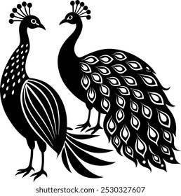 Pfau Vektor Silhouette Illustrationen weißer Hintergrund