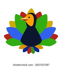 too an with peacock wings and tail feathers