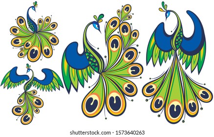 Peacocks. Peacock vector set. Bird logo