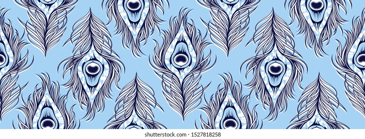 Peacock's tail seamless pattern, african fashion ornament in vibrant colours., picture art and abstract background, vector illustration file EPS10. 