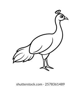 peahen of a line art vector