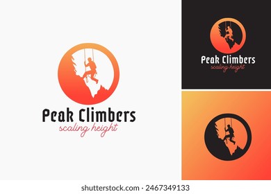 Peak Climbers Logo: A group of climbers ascending a mountain peak, symbolizing determination and achievement. Ideal for adventure sports companies or mountain climbing clubs.