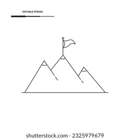Peak And Flag Icon Vector Design.