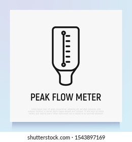 Peak Flow Meter Thin Line Icon. Portable Device For Measuring Air In Lungs. Medical Equipment. Modern Vector Illustration.