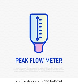 Peak Flow Meter Thin Line Icon. Portable Device For Measuring Air In Lungs. Medical Equipment. Modern Vector Illustration.