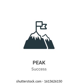 Peak glyph icon vector on white background. Flat vector peak icon symbol sign from modern success collection for mobile concept and web apps design.